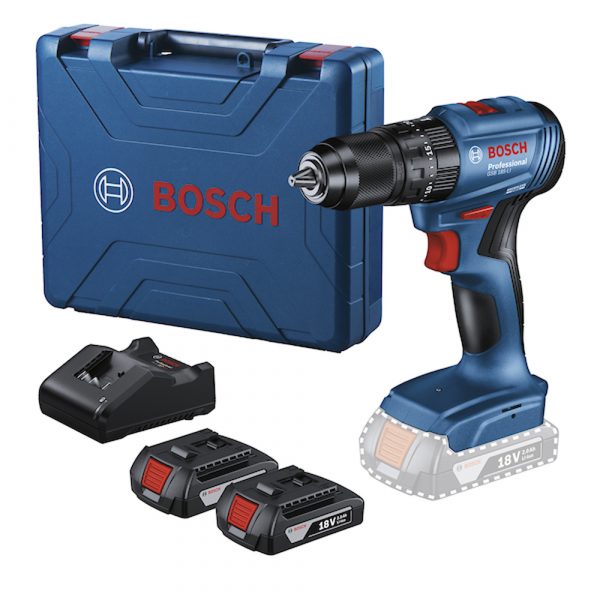 ROTOMARTILLO GSB 185-LI. Incluye: Cargador GAL 18V-20 Professional, Maletín de transporte, 2 baterías GBA 18V 2.0Ah (número de pieza de repuesto 1 617 B00 0BJ)
